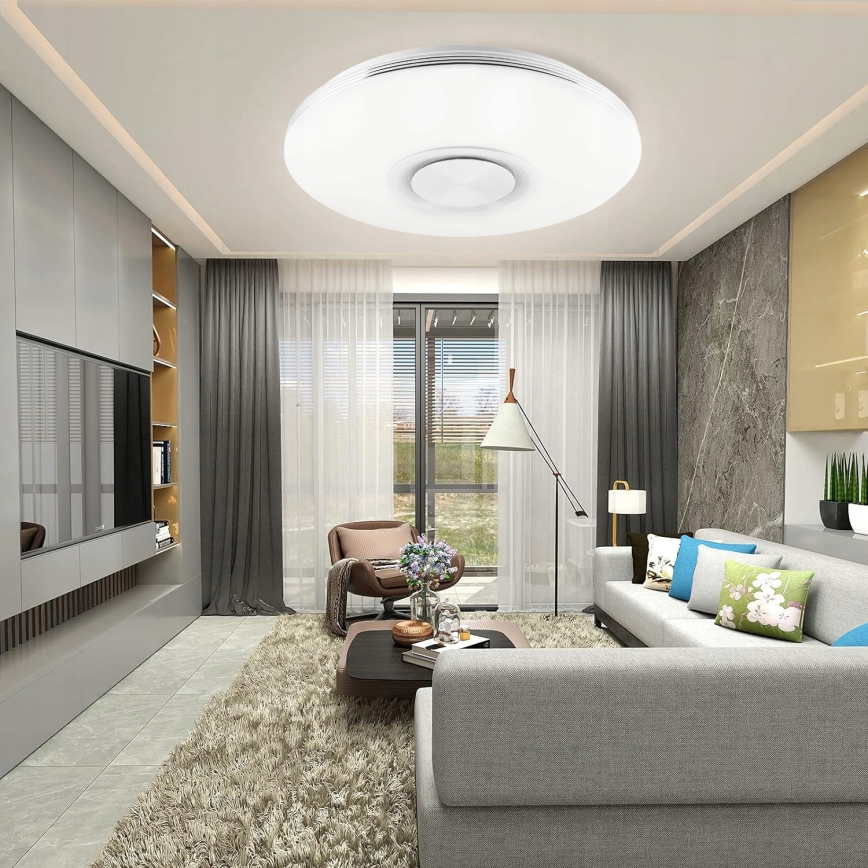 LED RGBW stropno svjetlo s mogućnošću prigušivanja i zvučnikom LED/60W/230V 3000-6000K Ø 40 cm bijela + daljinski upravljač