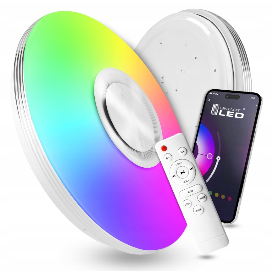 LED RGBW stropno svjetlo s mogućnošću prigušivanja i zvučnikom LED/60W/230V 3000-6000K Ø 40 cm bijela + daljinski upravljač