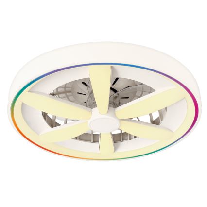 LED RGBW stropno svjetlo s ventilatorom i funkcijom prigušivanja MALAWI LED/48W/230V 3000-6500K bijela + daljinski upravljač