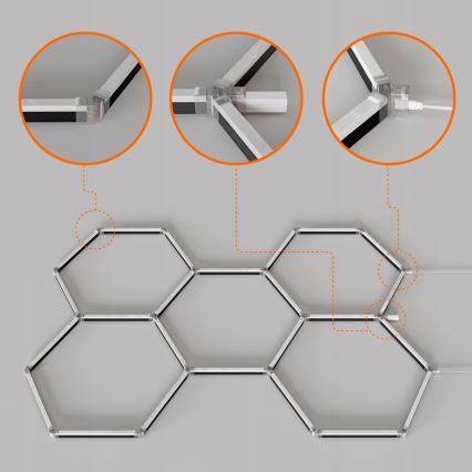 LED RGBW Prigušivo stropno svjetlo HEXAGON LED/144W/85-265V 7000K 205x142 cm CRI 90 IP54 bijela + daljinski upravljač