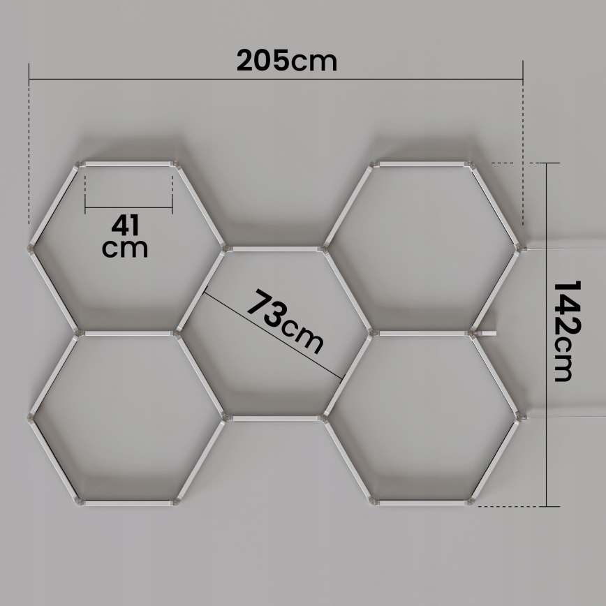 LED RGBW Prigušivo stropno svjetlo HEXAGON LED/144W/85-265V 7000K 205x142 cm CRI 90 IP54 bijela + daljinski upravljač