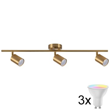 LED RGBW ugradna spot svjetiljka GOLDIE s mogućnošću prigušivanja 3xGU10/4,8W/230V 3000K zlatna + daljinski upravljač