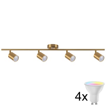 LED RGBW ugradna spot svjetiljka s mogućnošću prigušivanja GOLDIE 4xGU10/4,8W/230V 3000K zlatna + daljinski upravljač