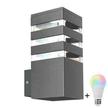 LED RGBW vanjsko zidno svjetlo TEKSAS s prigušivanjem 1xE27/12W/230V 2700-6500K Wi-Fi IP44 antracitno