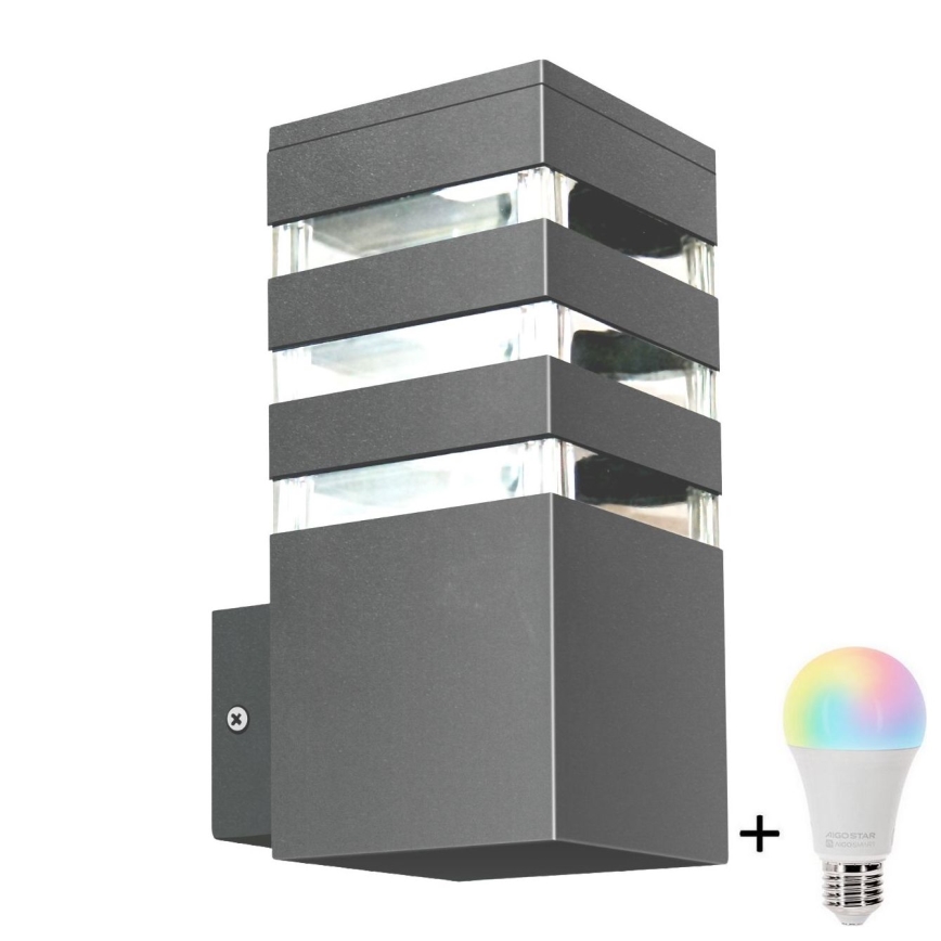 LED RGBW vanjsko zidno svjetlo TEKSAS s prigušivanjem 1xE27/12W/230V 2700-6500K Wi-Fi IP44 antracitno