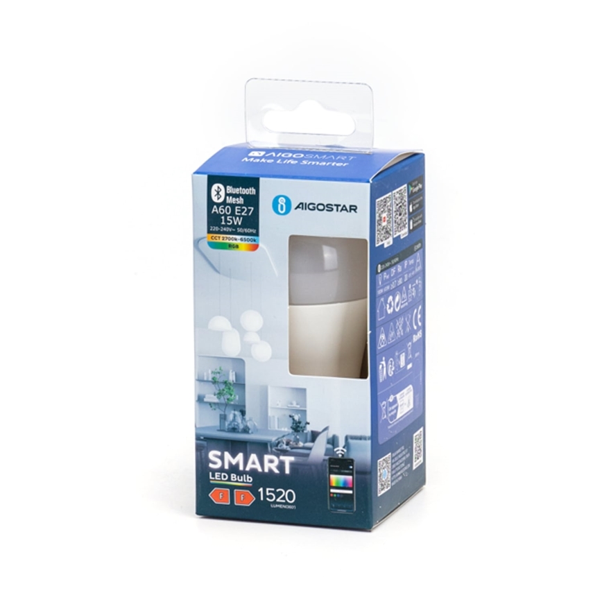 LED RGBW Prigušiva žarulja MESH Smart A60 E27/15W/230V 2700-6500K - Aigostar