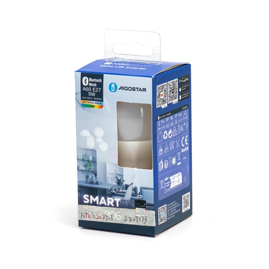 LED RGBW Prigušiva žarulja MESH Smart A60 E27/9W/230V 2700-6500K - Aigostar