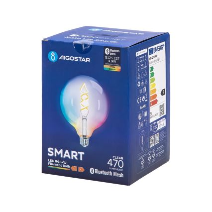 LED RGBW Prigušiva žarulja FILAMENT MESH Smart G125 E27/4,9W/230V 2700K - Aigostar
