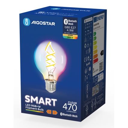 LED RGBW Žarulja FILAMENT G80 E27/4,9W/230V 2700K - Aigostar