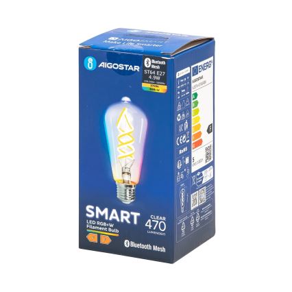 LED RGBW Prigušiva žarulja FILAMENT MESH Smart ST64 E27/4,9W/230V 2700K - Aigostar