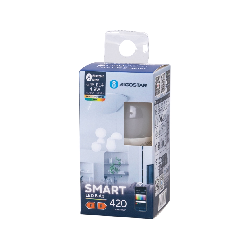 LED RGBW Prigušiva žarulja G45 E14/4,9W/230V 2700-6500K - Aigostar