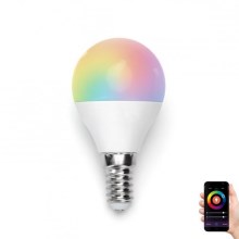 LED RGBW Žarulja G45 E14/5W/230V 3000-6500K Wi-Fi - Aigostar