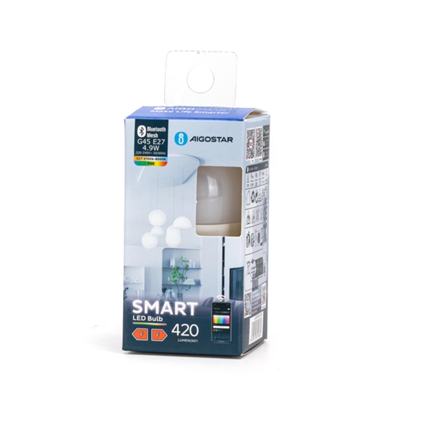 LED RGBW Prigušiva žarulja MESH Smart G45 E27/4,9W/230V 2700-6500K - Aigostar