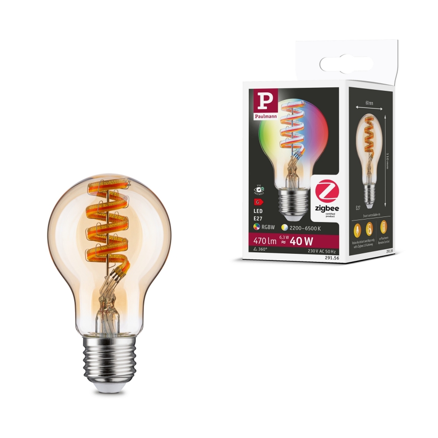 LED RGBW zatamnjujuća žarulja FILAMENT E27/6,3W/230V 2200-6500K - Paulmann 29156