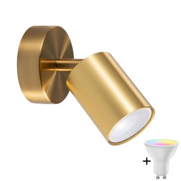 LED RGBW zidna točkasta svjetiljka GOLDI, prigušiva, 1xGU10/4,8W/230V, 3000K, zlatna + daljinski upravljač