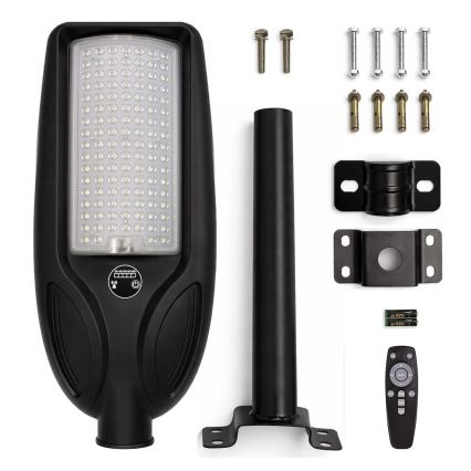 LED podesiva solarna ulična svjetiljka sa senzorom VENICE LED/100W/3,2V 6000 mAh IP65 crna + daljinski upravljač