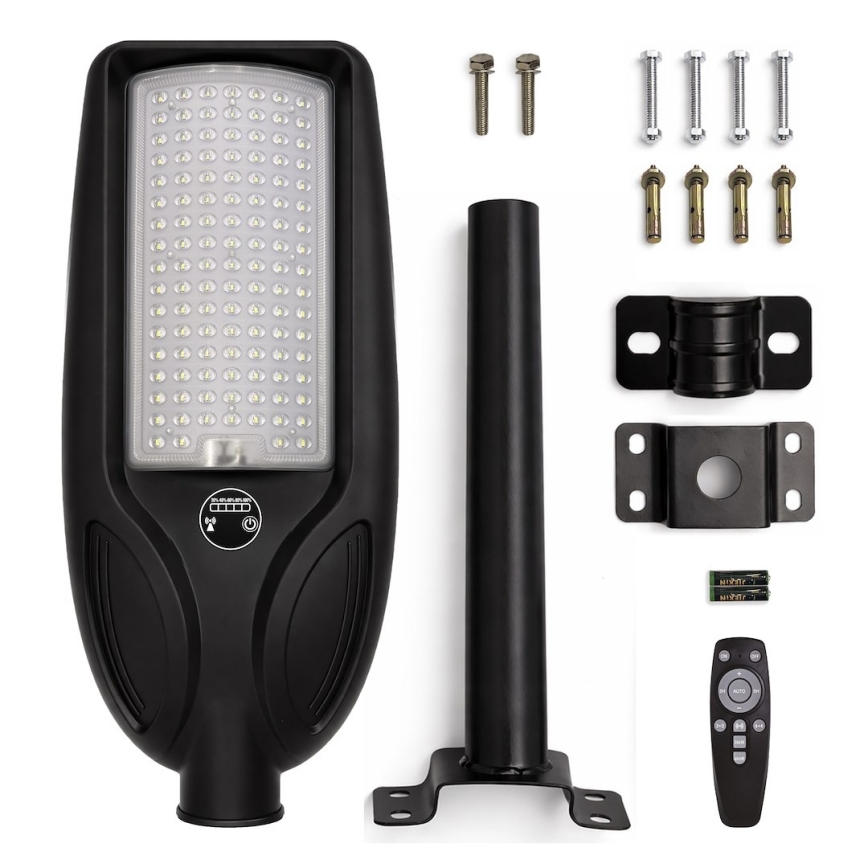 LED podesiva solarna ulična svjetiljka sa senzorom VENICE LED/100W/3,2V 6000 mAh IP65 crna + daljinski upravljač