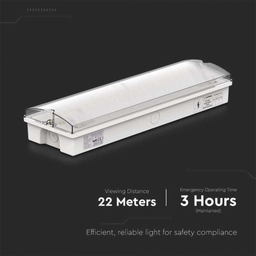 LED sigurnosna svjetiljka s redovitim testom funkcionalnosti EMERGENCY EXIT LED/3W/230V 6400K IP65