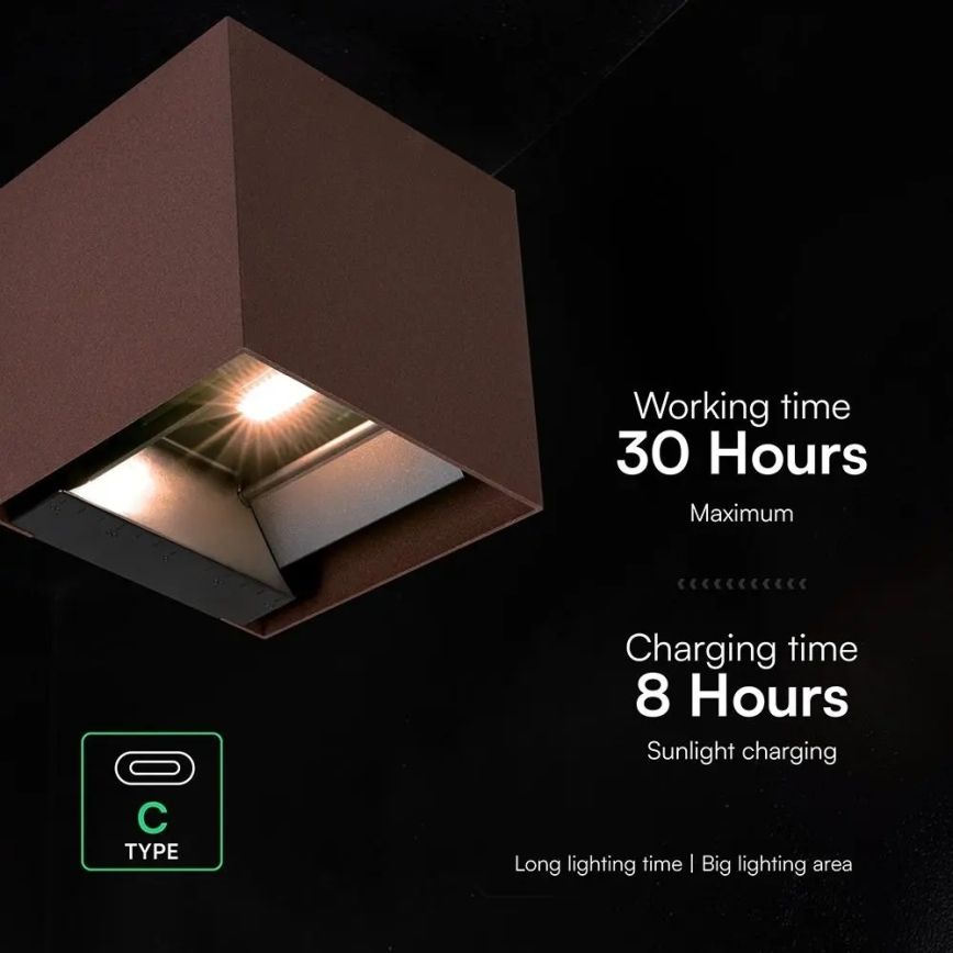 LED solarna zidna svjetiljka sa senzorom LED/9W/3,7V 3000/4000/5000K IP65 2600 mAh smeđa
