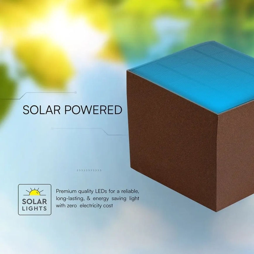 LED solarna zidna svjetiljka sa senzorom LED/9W/3,7V 3000/4000/5000K IP65 2600 mAh smeđa