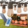 LED solarna dekorativna girlanda s prigušivanjem 20xE27/0,3W/3/5V USB 2400 mAh 20,62 m IP65 crna + daljinsko upravljanje