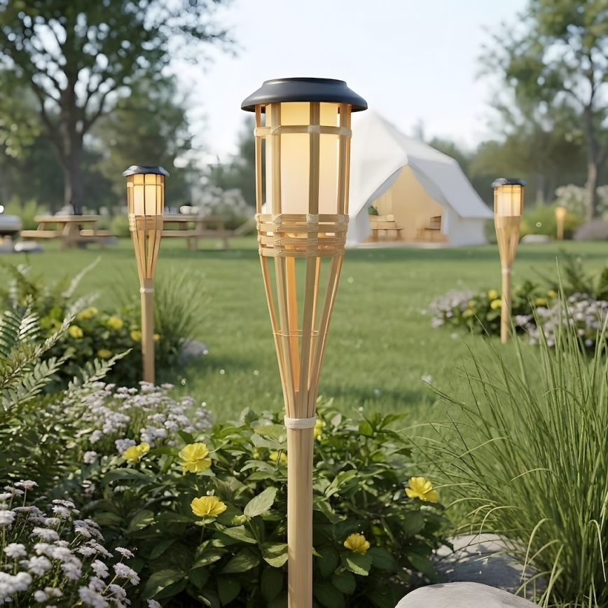 LED solarna lampa BAMBOO LED/1,2V 150 mAh 1800K 56 cm IP44 bež