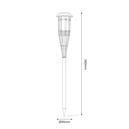 LED solarna lampa BAMBOO LED/1,2V 150 mAh 1800K 56 cm IP44 bež