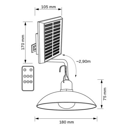 LED Solarna  lampa CELINA LED/1,8W/3,7V IP44 + daljinski upravljač