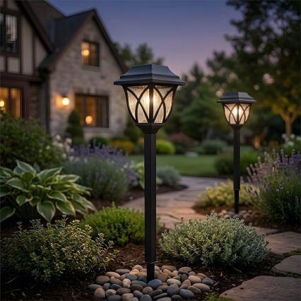 LED solarna lampa LAWN LED/1,2V 100 mAh 3000K 44 cm IP44 crna