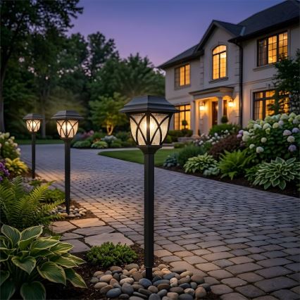 LED solarna lampa LAWN LED/1,2V 100 mAh 3000K 44 cm IP44 crna