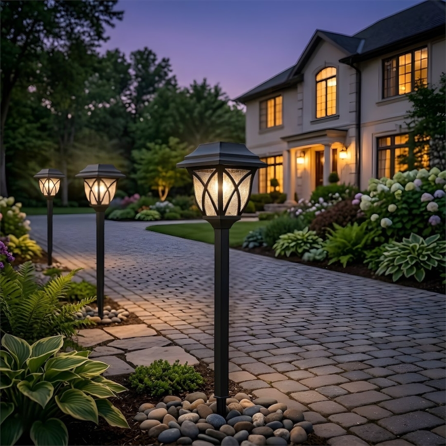 LED solarna lampa LAWN LED/1,2V 100 mAh 3000K 44 cm IP44 crna
