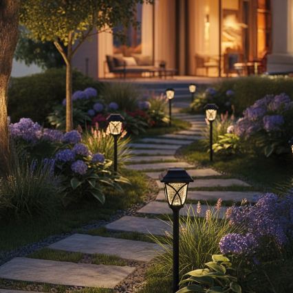 LED solarna lampa LAWN LED/1,2V 100 mAh 3000K 44 cm IP44 crna