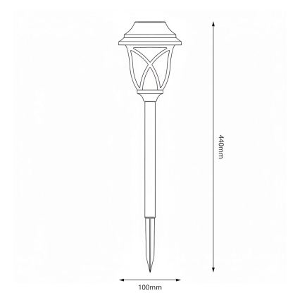 LED solarna lampa LAWN LED/1,2V 100 mAh 3000K 44 cm IP44 crna
