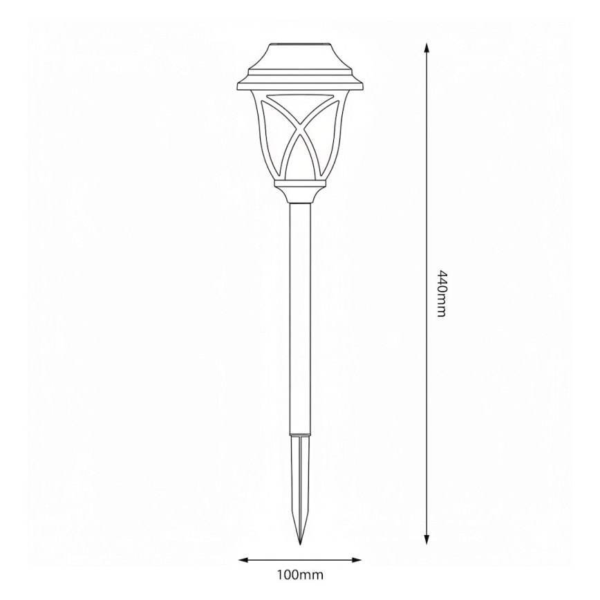 LED solarna lampa LAWN LED/1,2V 100 mAh 3000K 44 cm IP44 crna