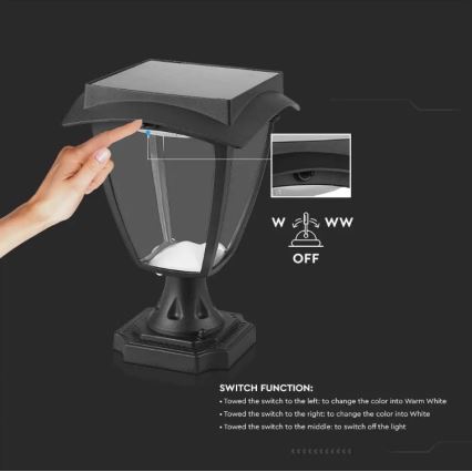 LED Solarna lampa LED/2W/3,7V 3000/6000K IP65