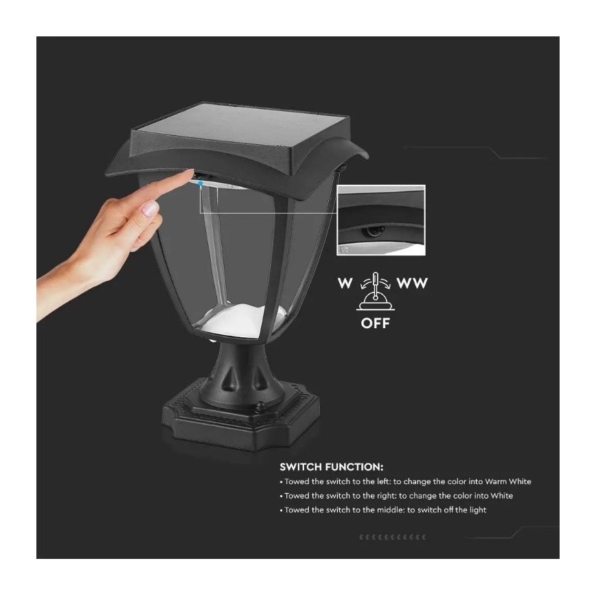 LED Solarna lampa LED/2W/3,7V 3000/6000K IP65