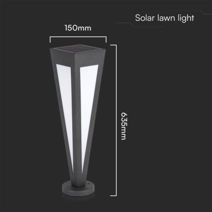 LED Solarna lampa LED/2W/3,7V IP65 3000K crna + daljinski upravljač