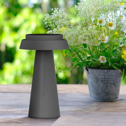LED Prigušiva dodirna solarna lampa MARAKESZ LED/3,7V USB 3600 mAh 1800/2700/3000K IP54 siva