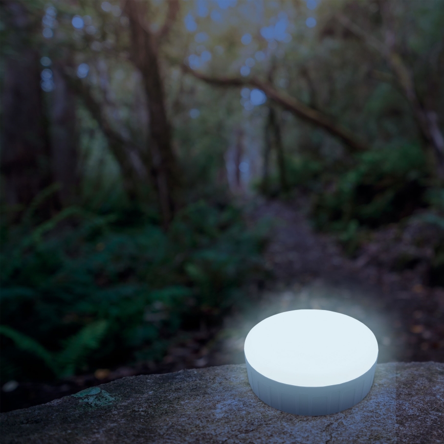 LED Prigušiva punjiva solarna lampa s funkcijom powerbanka K3 LED/2W/5,5V 6500K IPX4 1200 mAh crna/bijela