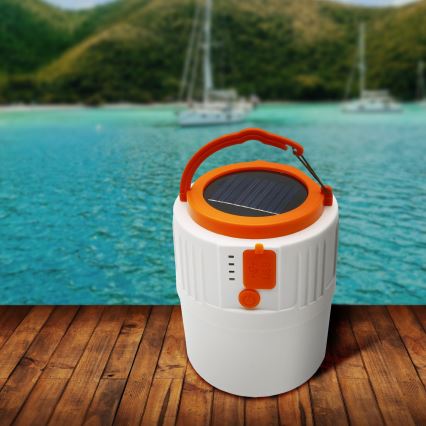 LED Prigušiva punjiva solarna baterijska svjetiljka s funkcijom powerbanka K1 LED/3W/3,7V 7000K IPX4 3200 mAh bijela