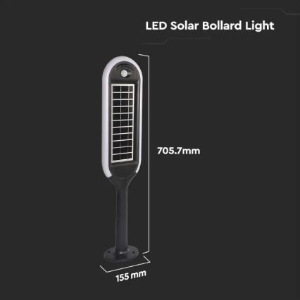 LED Solarna lampa sa senzorom BOLLARD LED/5W/5,5V 70 cm 4000K IP65