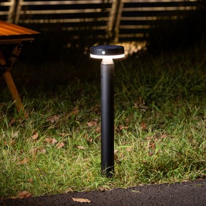 LED Solarna lampa sa senzorom GWINEA LED/4,5W/3,7V 2000 mAh 50 cm IP44 crna