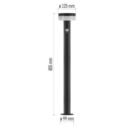 LED Solarna lampa sa senzorom LED/2W/3,7V 1200 mAh IP44 80 cm