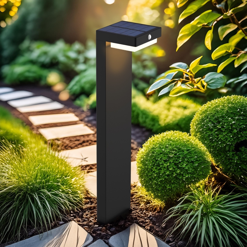 LED Solarna lampa sa senzorom za pokret i dan/noć PALERMO LED/5W/2000 mAh IP54 crna