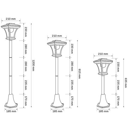 LED Solarna lampa TIRANA LED/1,6W/1,2V 600 mAh IP44 crna