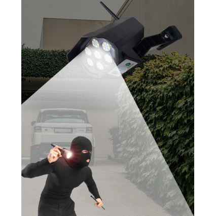 LED Solarna lažna sigurnosna kamera sa senzorom LED/3,7V 1200 mAh IP44 crna + daljinski upravljač