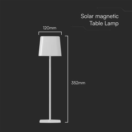 LED Solarna prigušiva magnetna punjiva stolna lampa na dodir LED/5W/5V 3000-6000K 3600 mAh IP65 bijela