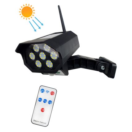 LED solarni model sigurnosne kamere sa senzorom LED/3,7V 1200 mAh IP44 crna + daljinski upravljač