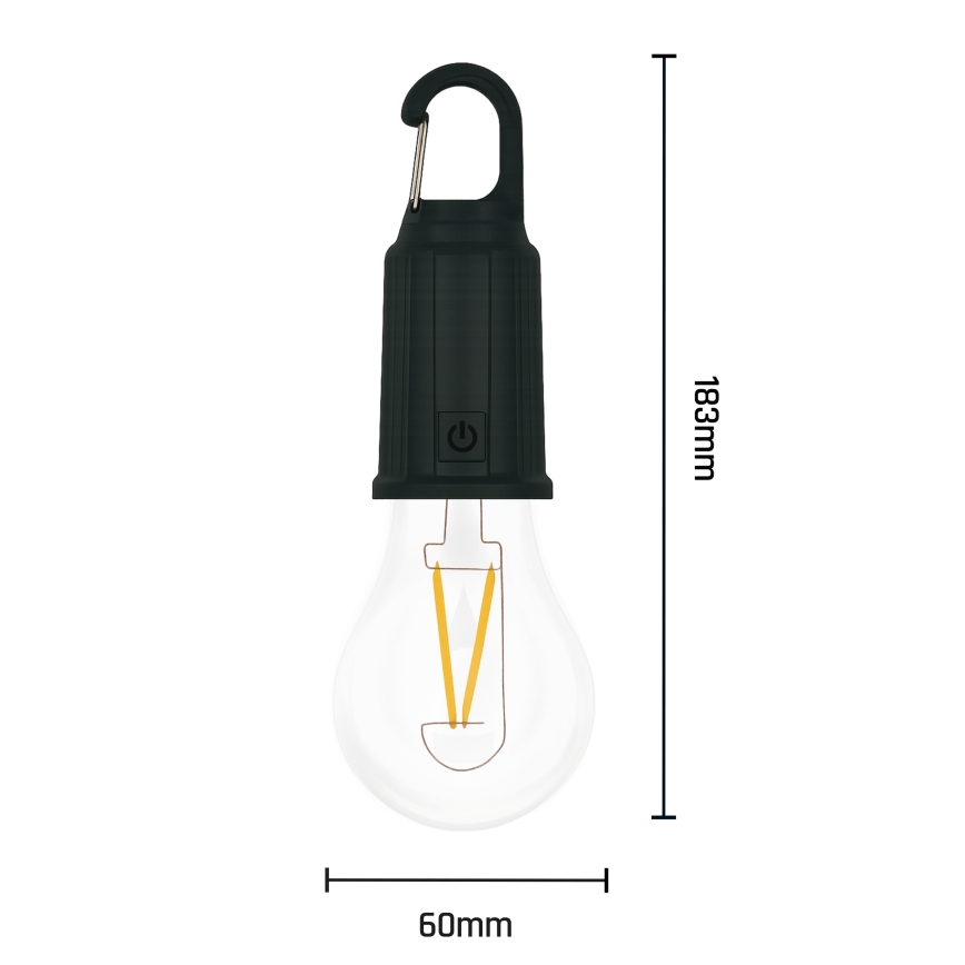 LED solarna punjiva svjetiljka LUMINA LUMO LED/USB 300 mAh crna
