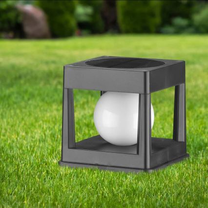 LED solarna svjetiljka CUBO LED/3,7V 1200 mAh IP44 crna
